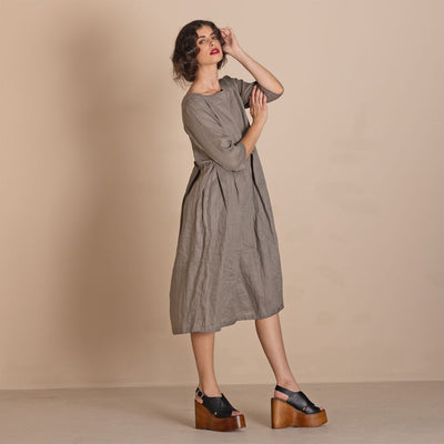 Megan Salmon - Linen Molly Dress - Taupe