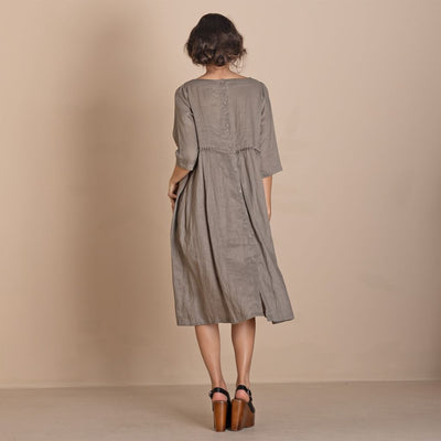 Megan Salmon - Linen Molly Dress - Taupe