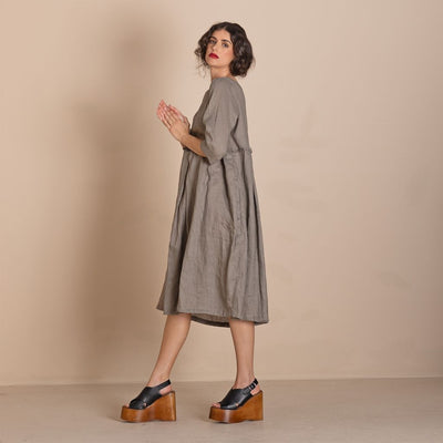 Megan Salmon - Linen Molly Dress - Taupe