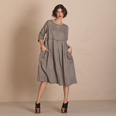 Megan Salmon - Linen Molly Dress - Taupe