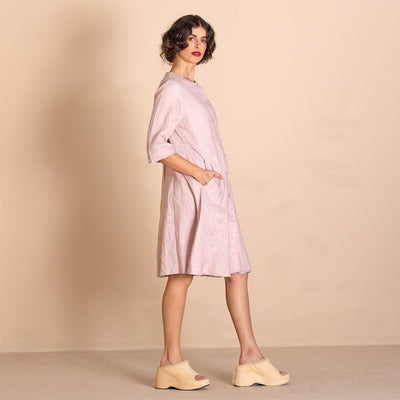 Megan Salmon - Linen Pleat Marchant Coat - Blush