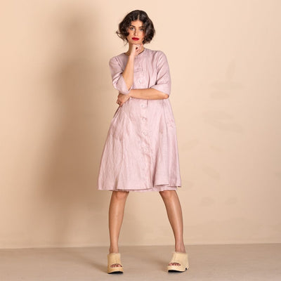 Megan Salmon - Linen Pleat Marchant Coat - Blush