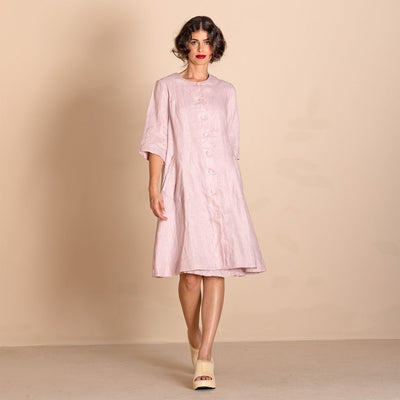Megan Salmon - Linen Pleat Marchant Coat - Blush