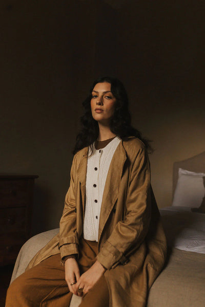 Montaigne - Berg French Linen Collarless Peacoat