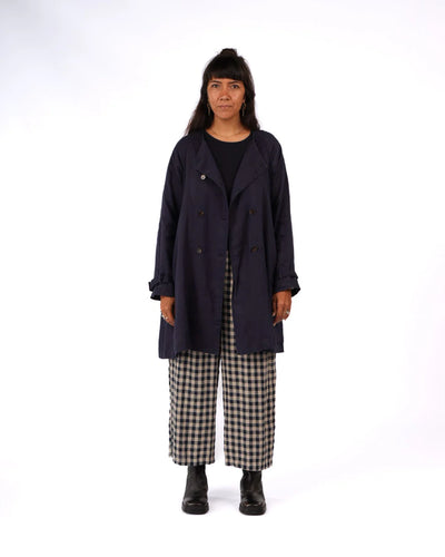 Montaigne - Berg French Linen Collarless Peacoat