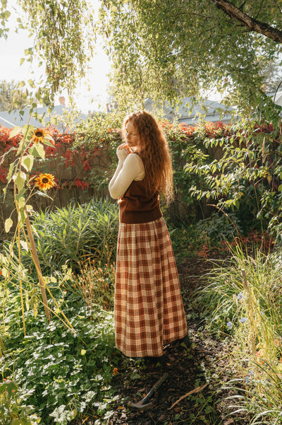 Montaigne - French Linen Culottes - Clay Check - MO-107