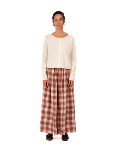 Montaigne - French Linen Culottes - Clay Check - MO-107