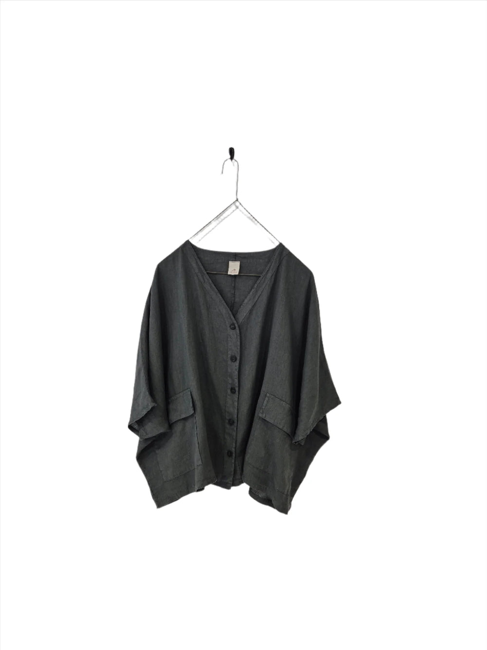 Montaigne - Brigitte linen button up top - Y85818 Petrol