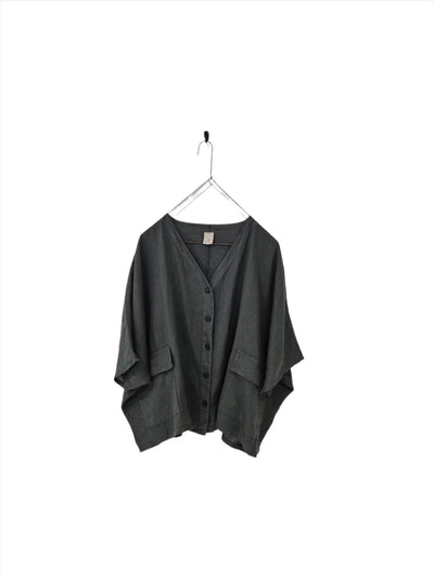 Montaigne - Brigitte linen button up top - Y85818 Petrol