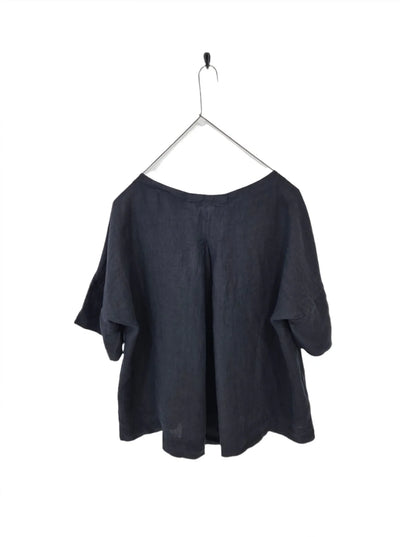 Montaigne - Celine Linen Top - French Navy - 110378