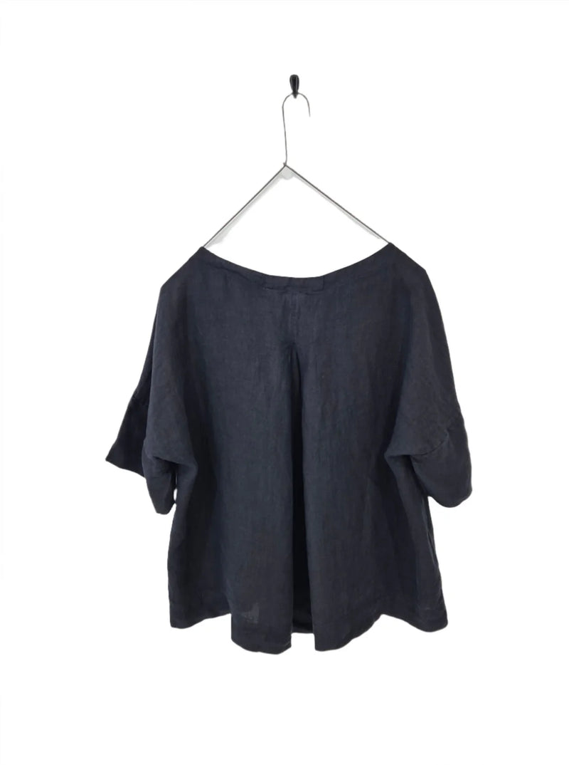 Montaigne - Celine Linen Top - French Navy - 110378