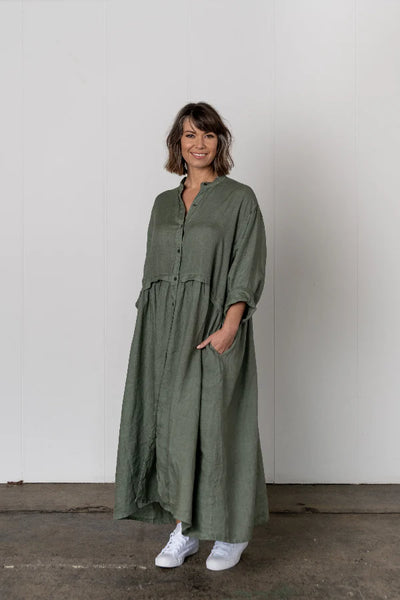 Montaigne - Chaton Button up linen dress/coat - 1817 Khaki