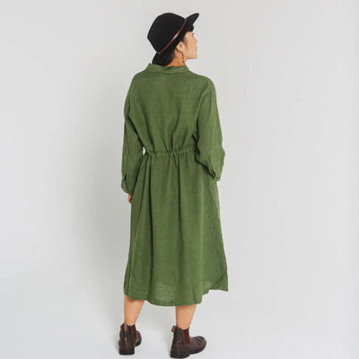 Montaigne - Rodin Linen drawstring dress - Y83889 Acid Green
