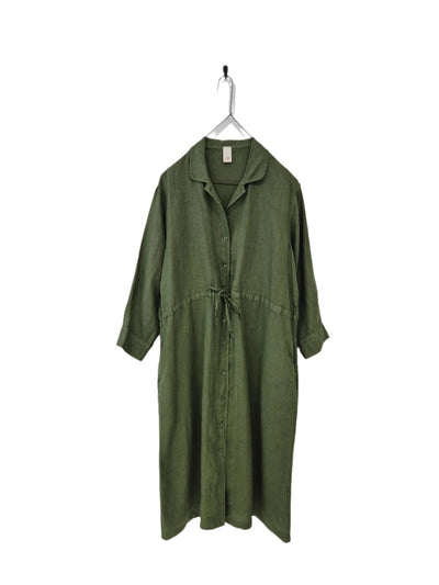 Montaigne - Rodin linen drawstring dress - Y83889 Forest Green