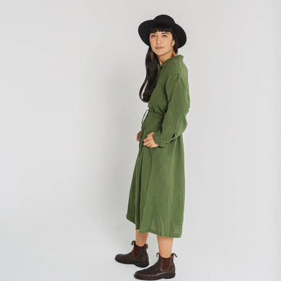 Montaigne - Rodin Linen Drawstring Dress - Forest Green