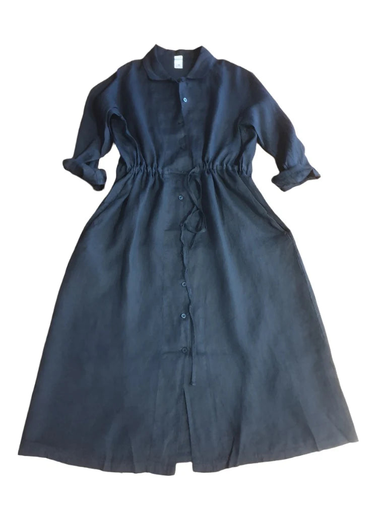 Montaigne - Rodin linen drawstring dress - Y83889 French Navy