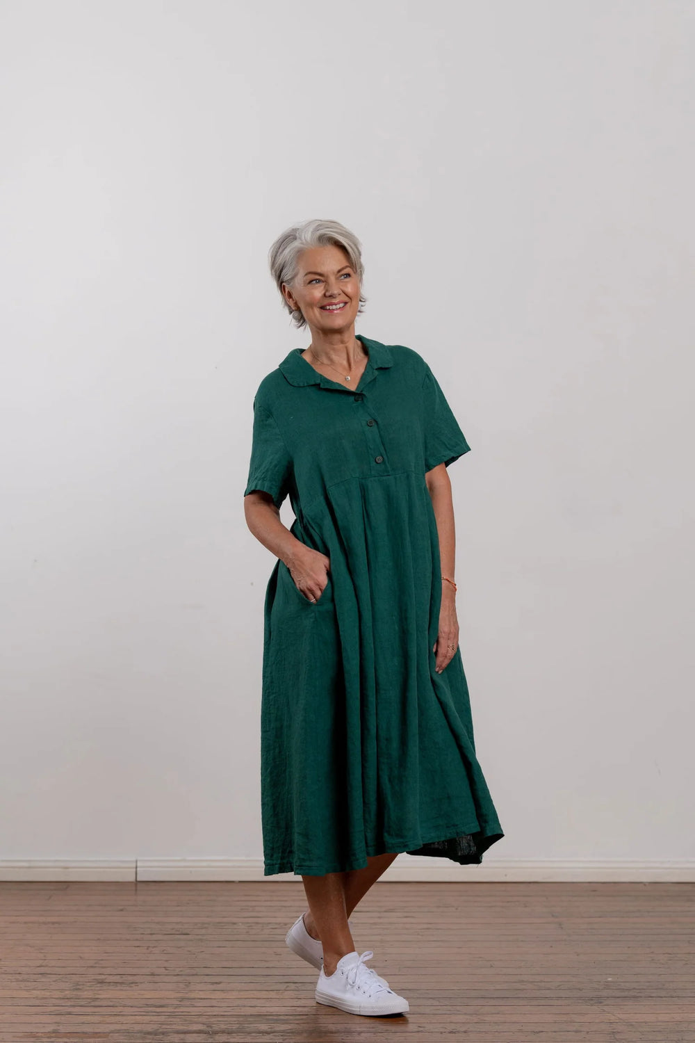 Montaigne - Vianne linen day dress - 221118 Teal