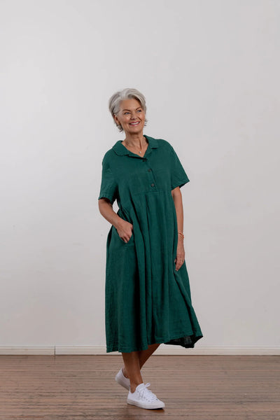 Montaigne - Vianne linen day dress - 221118 Teal