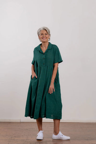 Montaigne - Vianne linen day dress - 221118 Teal