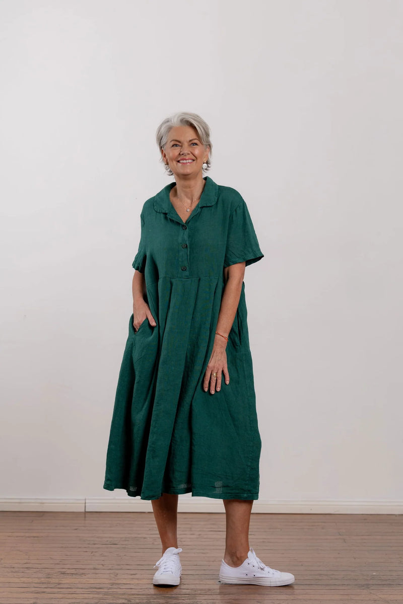 Montaigne - Vianne linen day dress - 221118 Teal