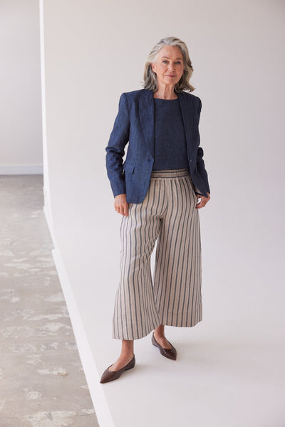 Eva's Sunday Oliver Pull On Pant - Navy Stripe