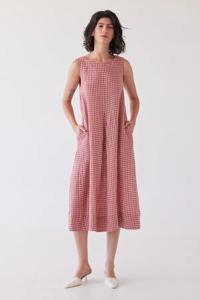 Eva's Sunday - Paloma Sleeveless Dress - Burnt Sienna Gingham