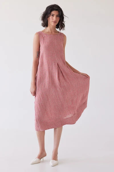 Eva's Sunday - Paloma Sleeveless Dress - Burnt Sienna Gingham