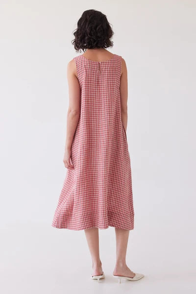 Eva's Sunday - Paloma Sleeveless Dress - Burnt Sienna Gingham