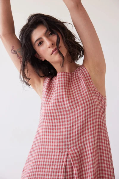 Eva's Sunday - Paloma Sleeveless Dress - Burnt Sienna Gingham