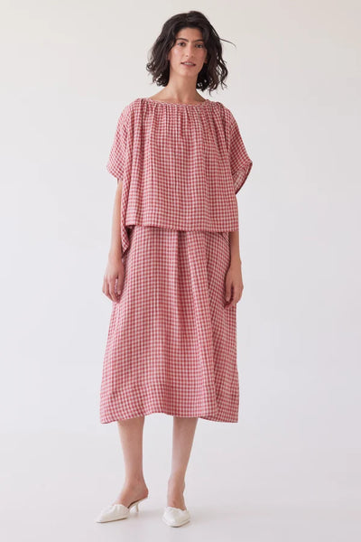 Eva's Sunday - Poppy Layering Top - Burnt Sienna Gingham