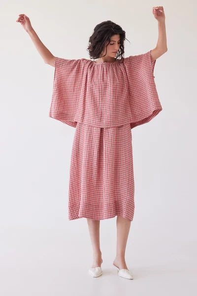 Eva's Sunday - Poppy Layering Top - Burnt Sienna Gingham