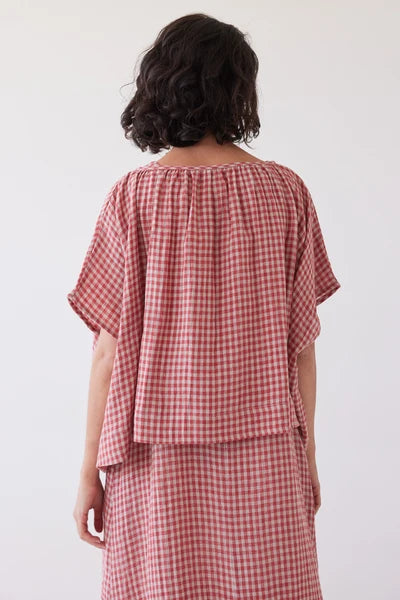 Eva's Sunday - Poppy Layering Top - Burnt Sienna Gingham