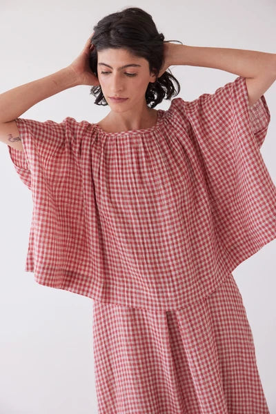 Eva's Sunday - Poppy Layering Top - Burnt Sienna Gingham