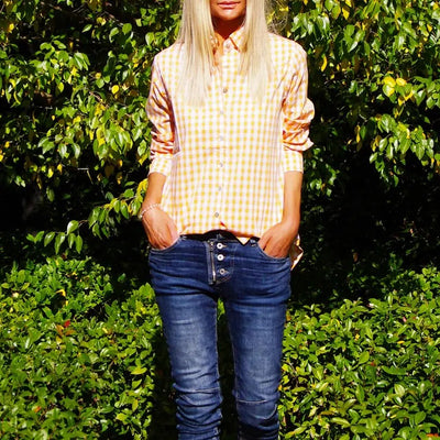 Who's Charlie - Riley Gingham Shirt - Mandarin