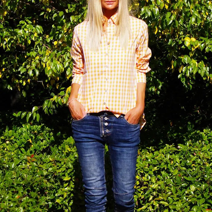 Who's Charlie - Riley Gingham Shirt - Mandarin