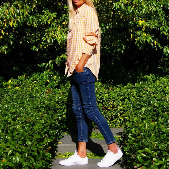 Who's Charlie - Riley Gingham Shirt - Mandarin