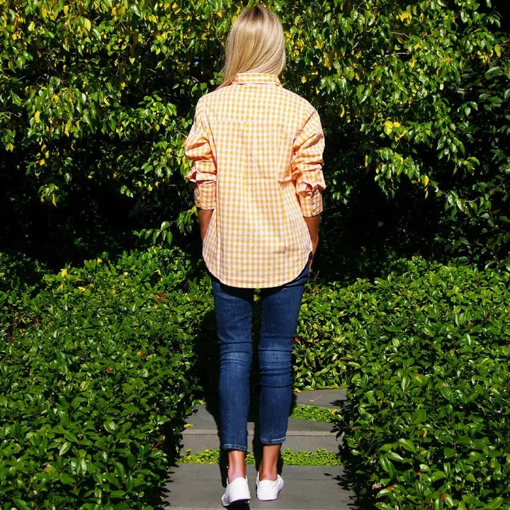 Who's Charlie - Riley Gingham Shirt - Mandarin