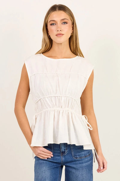 Stories To Be Told - Context Linen Sleeveless Top - Ivory