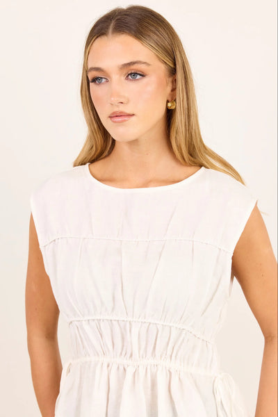 Stories To Be Told - Context Linen Sleeveless Top - Ivory