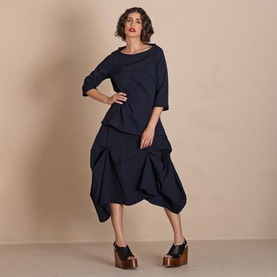 Megan Salmon - Tabinet Origami Skirt - Navy