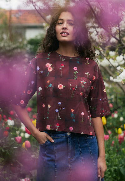 Nancybird - Tasmin Boxy Tee - Bloom Tile - W26-A38BT
