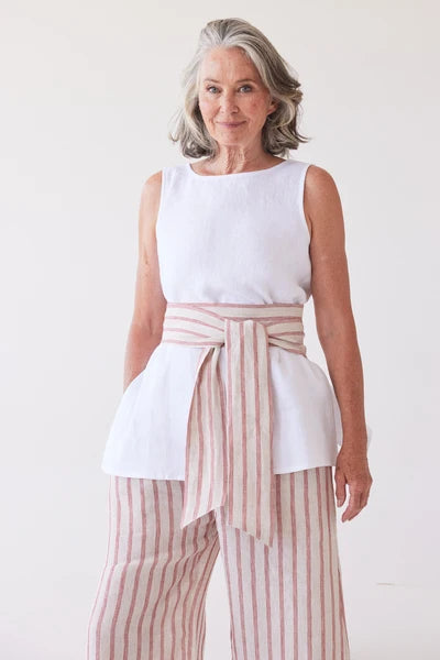 Eva's Sunday Tie Belt - Burnt Sienna Stripe