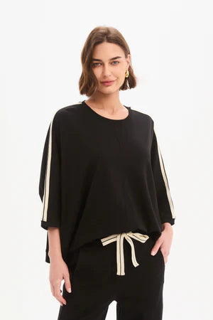 Tirelli - Oversized 3/4 Stripe Sleeve Tee
