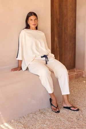 Tirelli - Oversized 3/4 Stripe Sleeve Tee