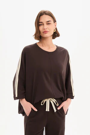 Tirelli - Oversized 3/4 Stripe Sleeve Tee