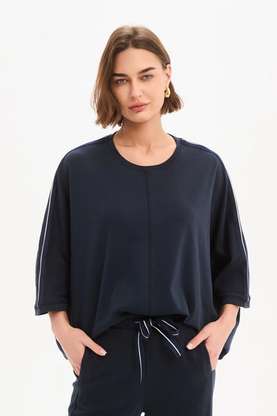 Tirelli - Oversized 3/4 Stripe Sleeve Tee