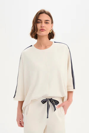 Tirelli - Oversized 3/4 Stripe Sleeve Tee