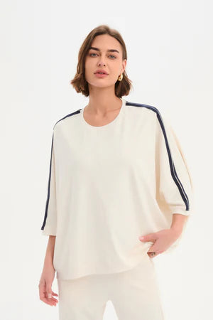 Tirelli - Oversized 3/4 Stripe Sleeve Tee