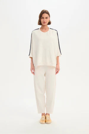 Tirelli - Oversized 3/4 Stripe Sleeve Tee