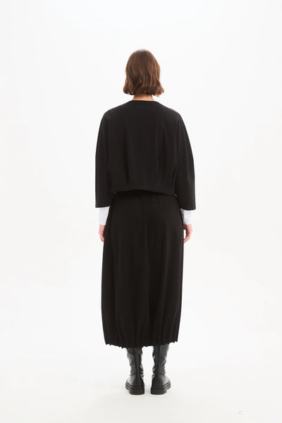 Tirelli - Pleat Hem Crop Cardigan - Black